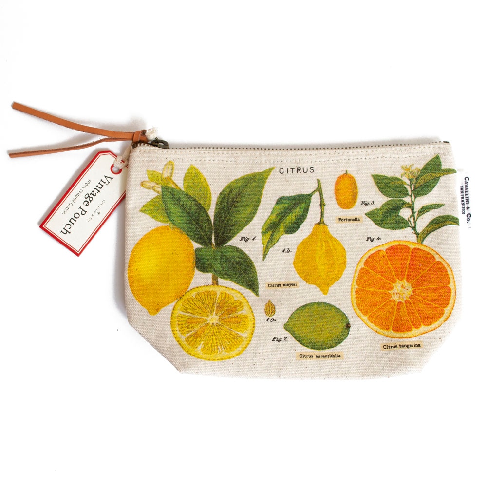 Cavallini, Cotton, Zipper, Pouch, Citrus